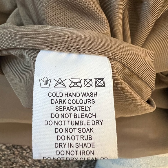 Meshki Gabby dress Elegant Brown One-Shoulder Dress mushroom color M #10 - Picture 14 of 14